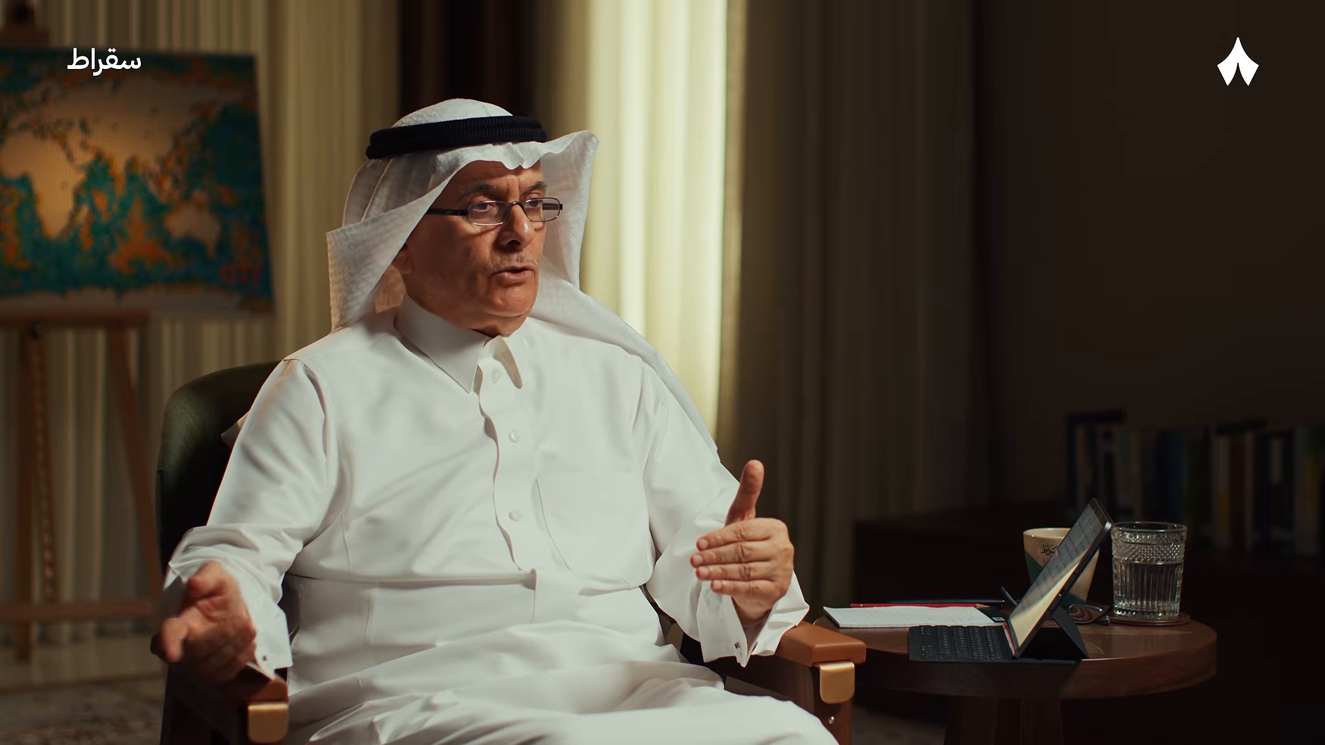 Minister Abdulrahman Al-Fadley speaking during the Socrates podcast episode
