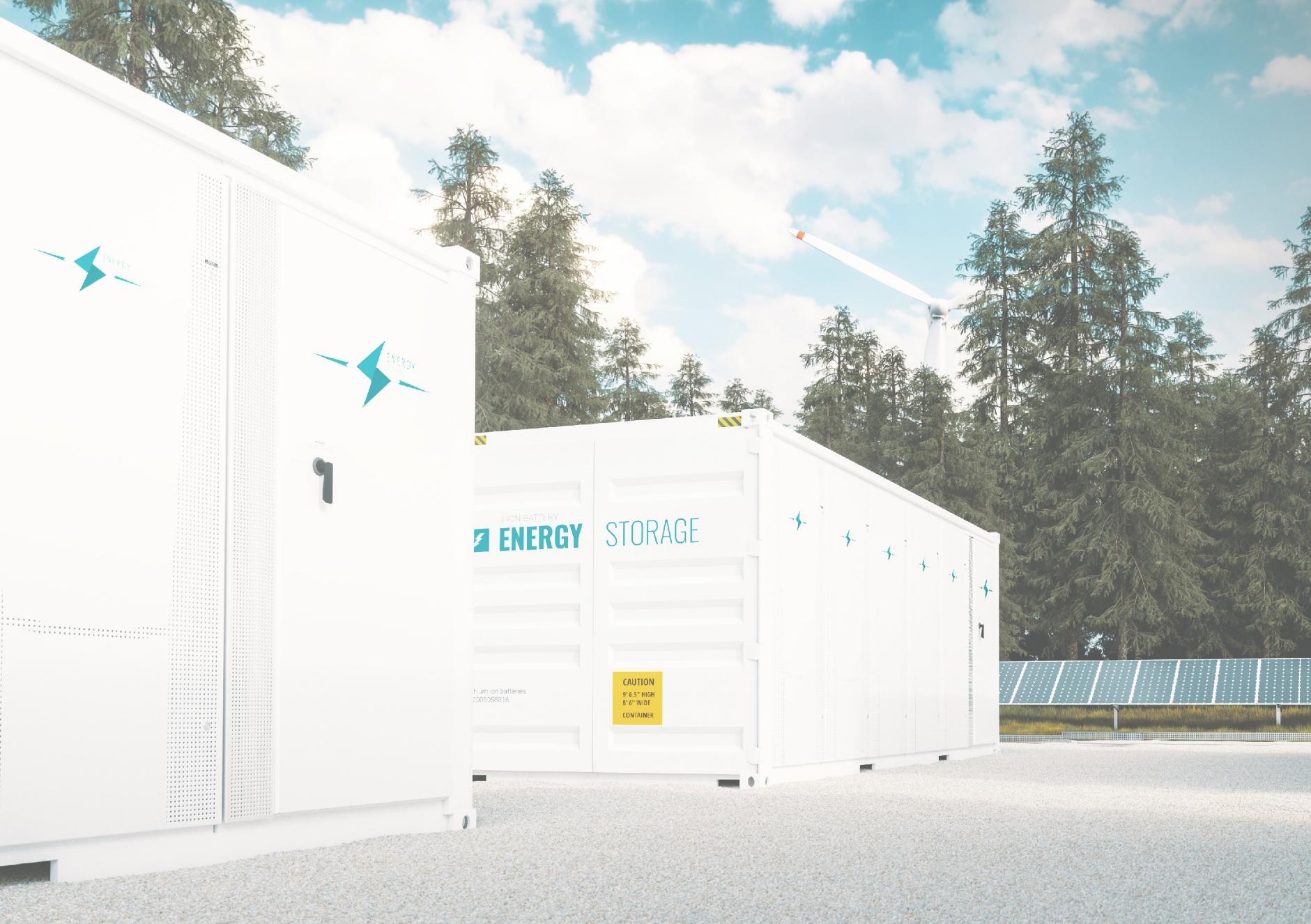 Illustration of containerised battery energy storage units